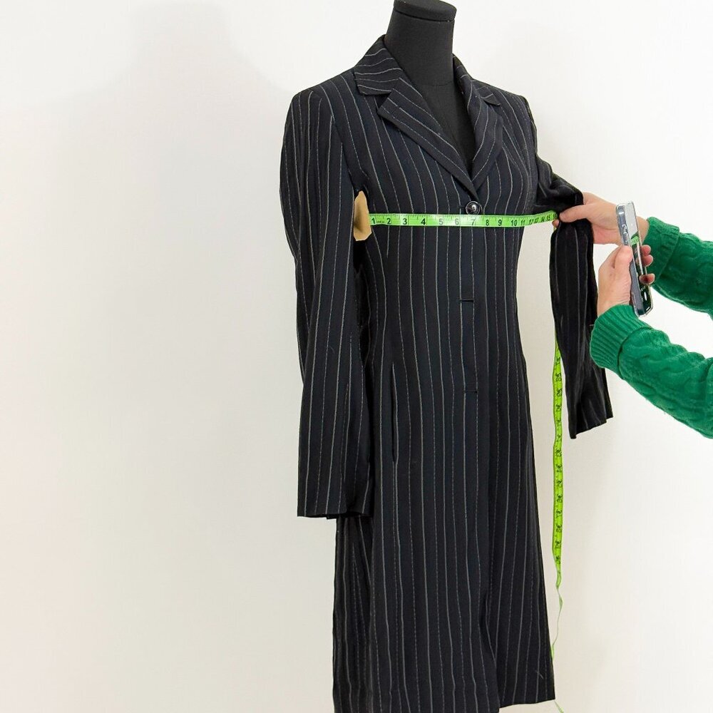 VINTAGE LAUREL PIN STRIPE SUIT BLAZER LIGHT TRENCHCOAT